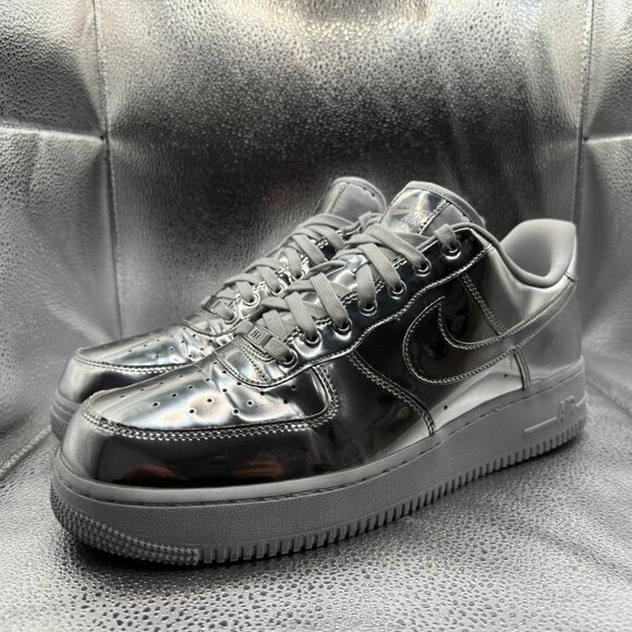 Size 14 Nike Air Force 1 SP Chrome Metallic Silver Womens Sneaker CQ6566-001 - Picture 4 of 11